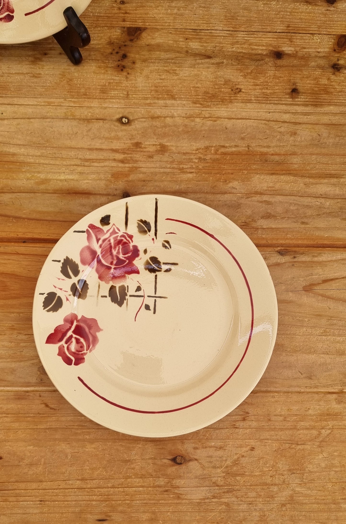 Lot de 5 assiettes plates vintage Badonviller modèle Simone