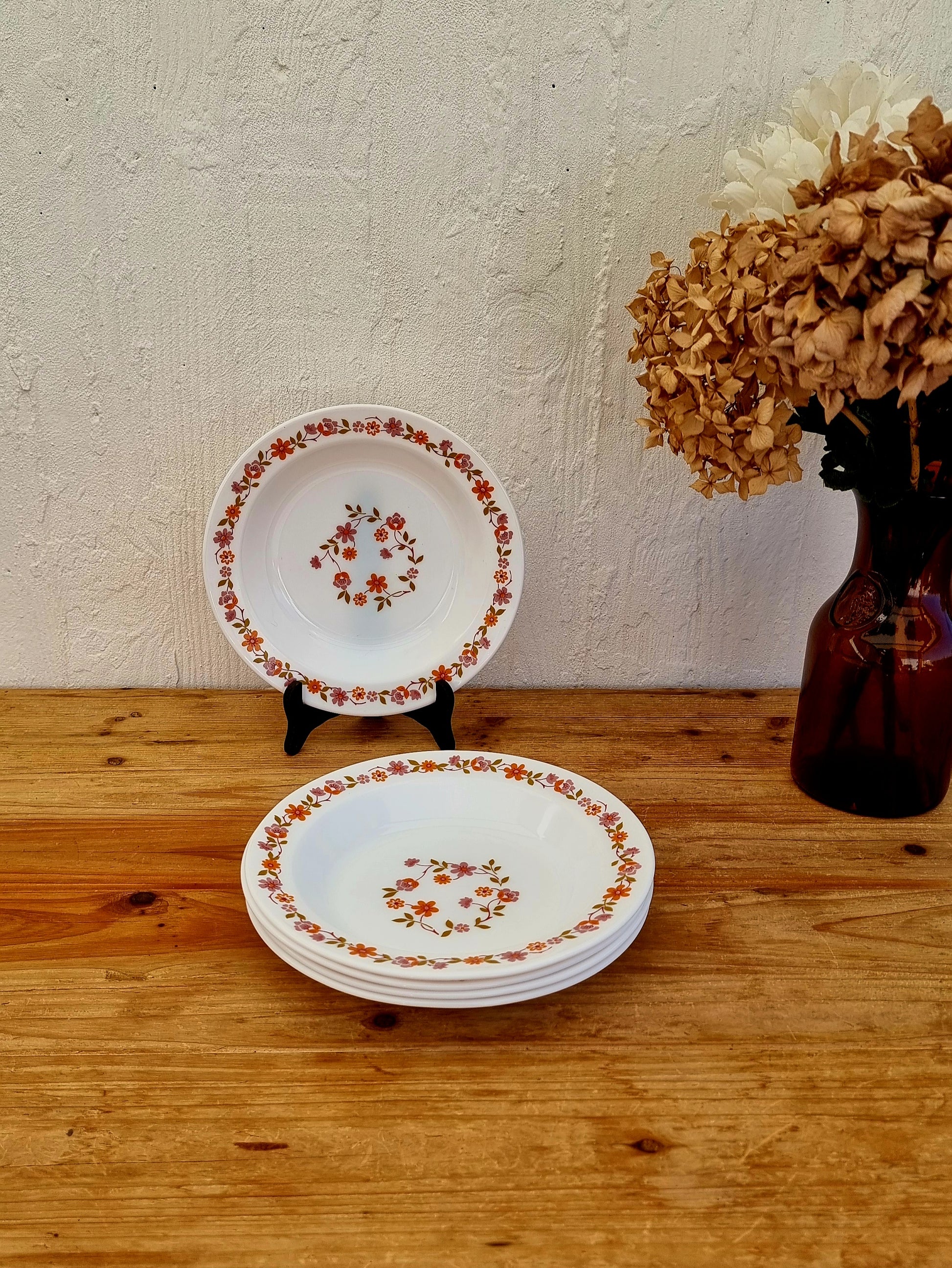 5 assiettes creuses Arcopal modèle Scania les kitscheries brocante en ligne