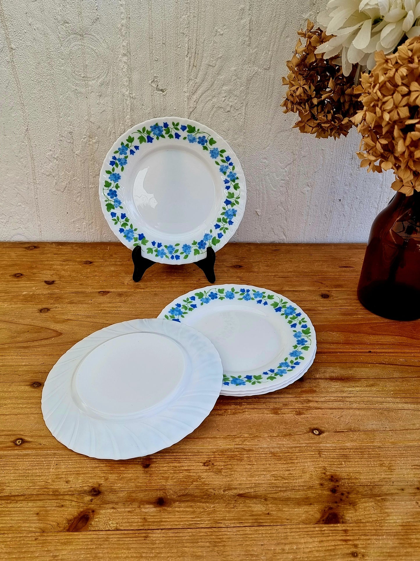 Lot de 5 assiettes à desserts vintage fleurs les kitscheries brocante en ligne
