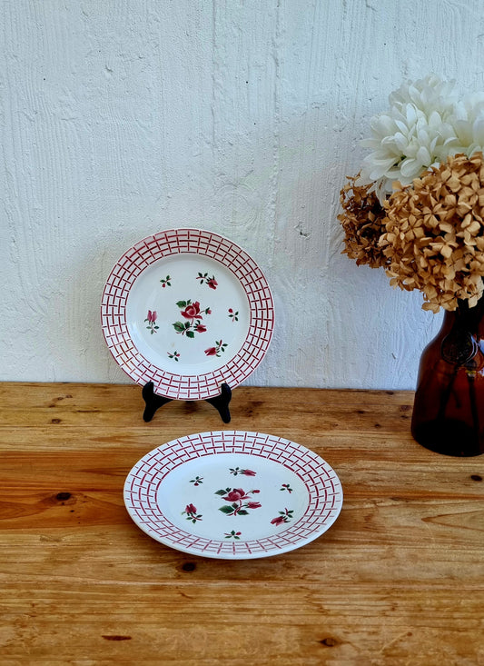 2 assiettes plates Digoin Sarreguemines modèle Rosa les kitscheries brocante en ligne