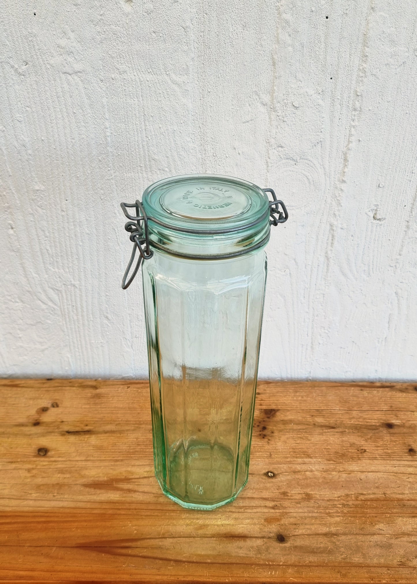 Grand bocal vintage en verre à facettes Hermetic Made in Italy