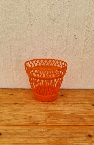 Cache-pot orange Syla vintage plastique brocante en ligne les kitscheries