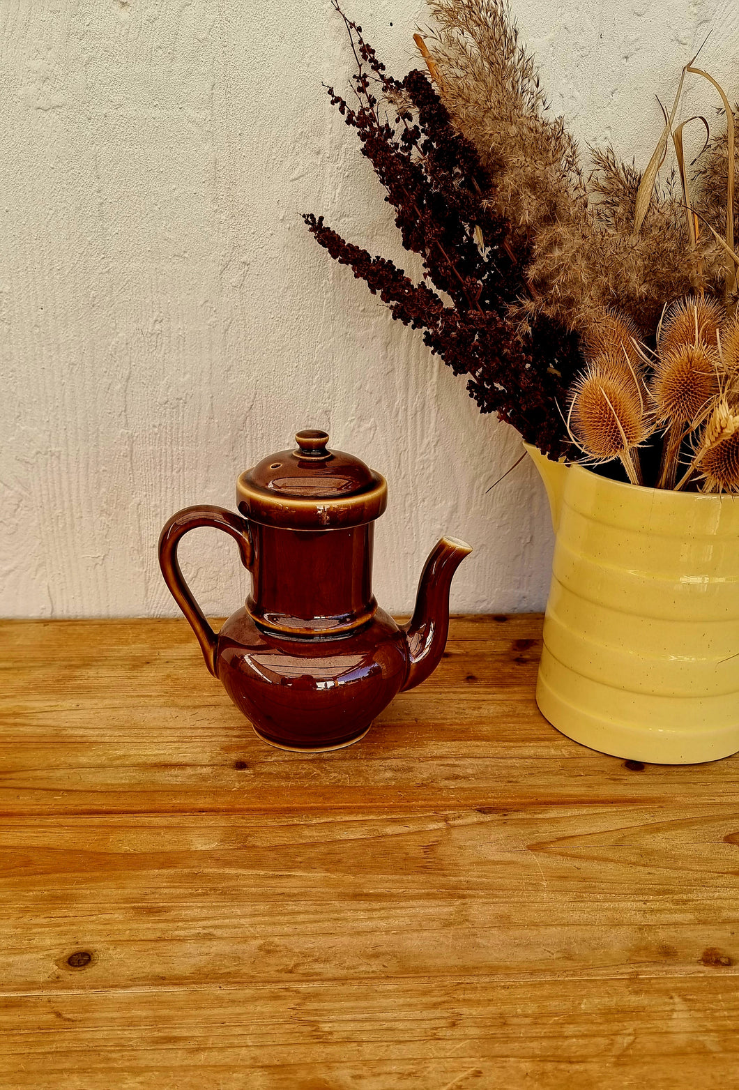 Cafetière en céramique marron vintage les kitscheries brocante en ligne