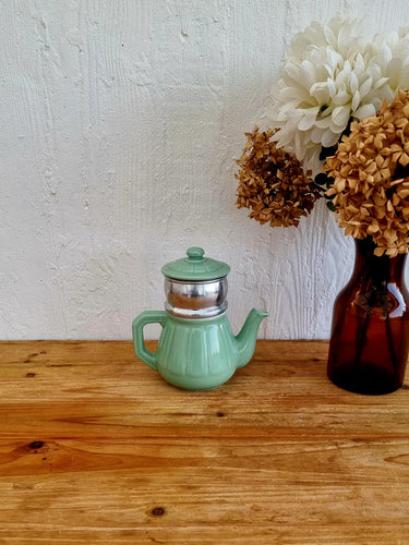 Cafetière vert menthe avec filtre vintage céramique les kitscheries brocante en ligne