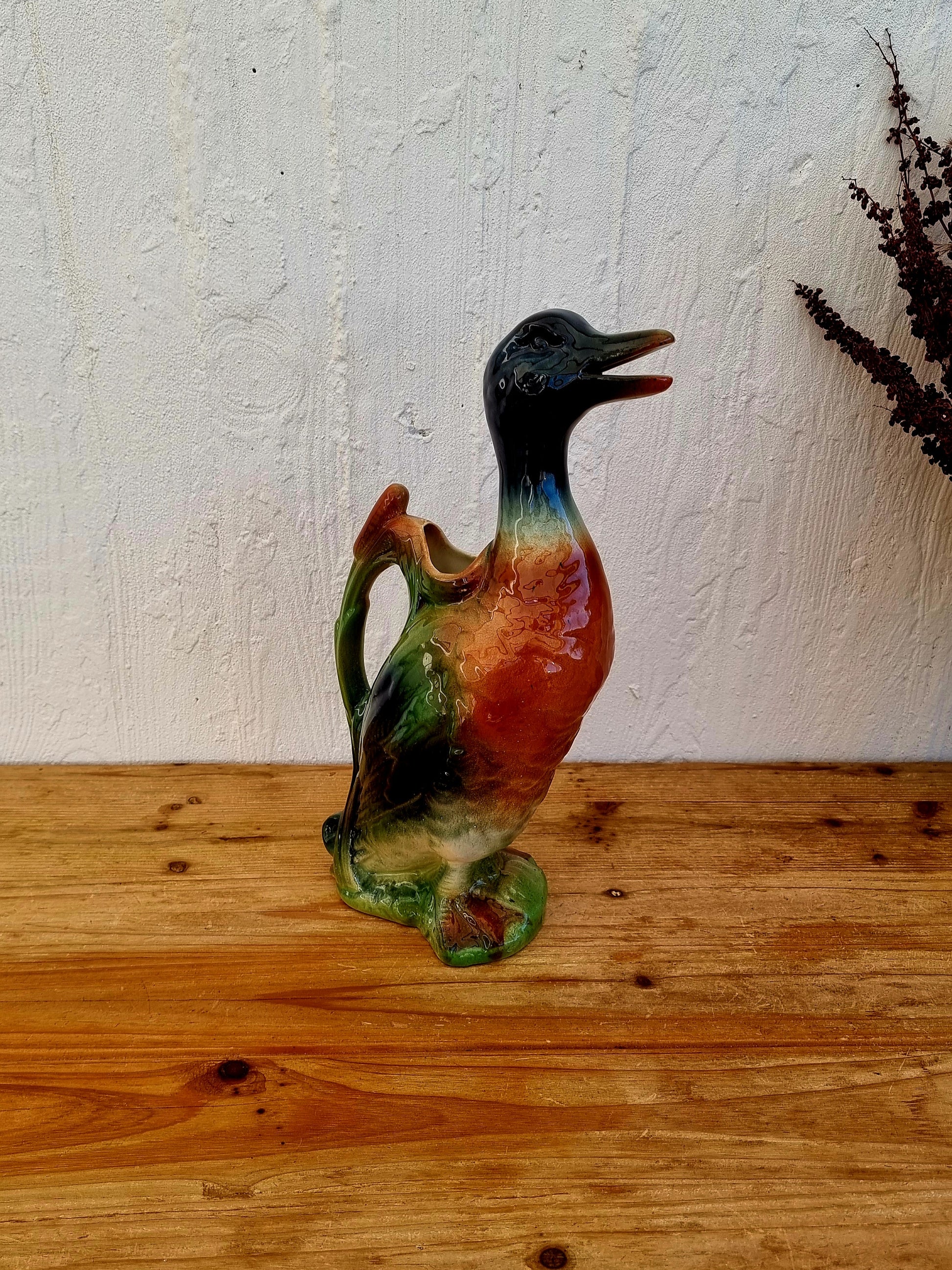 Pichet canard barbotine Saint Clément les kitscheries brocante en ligne