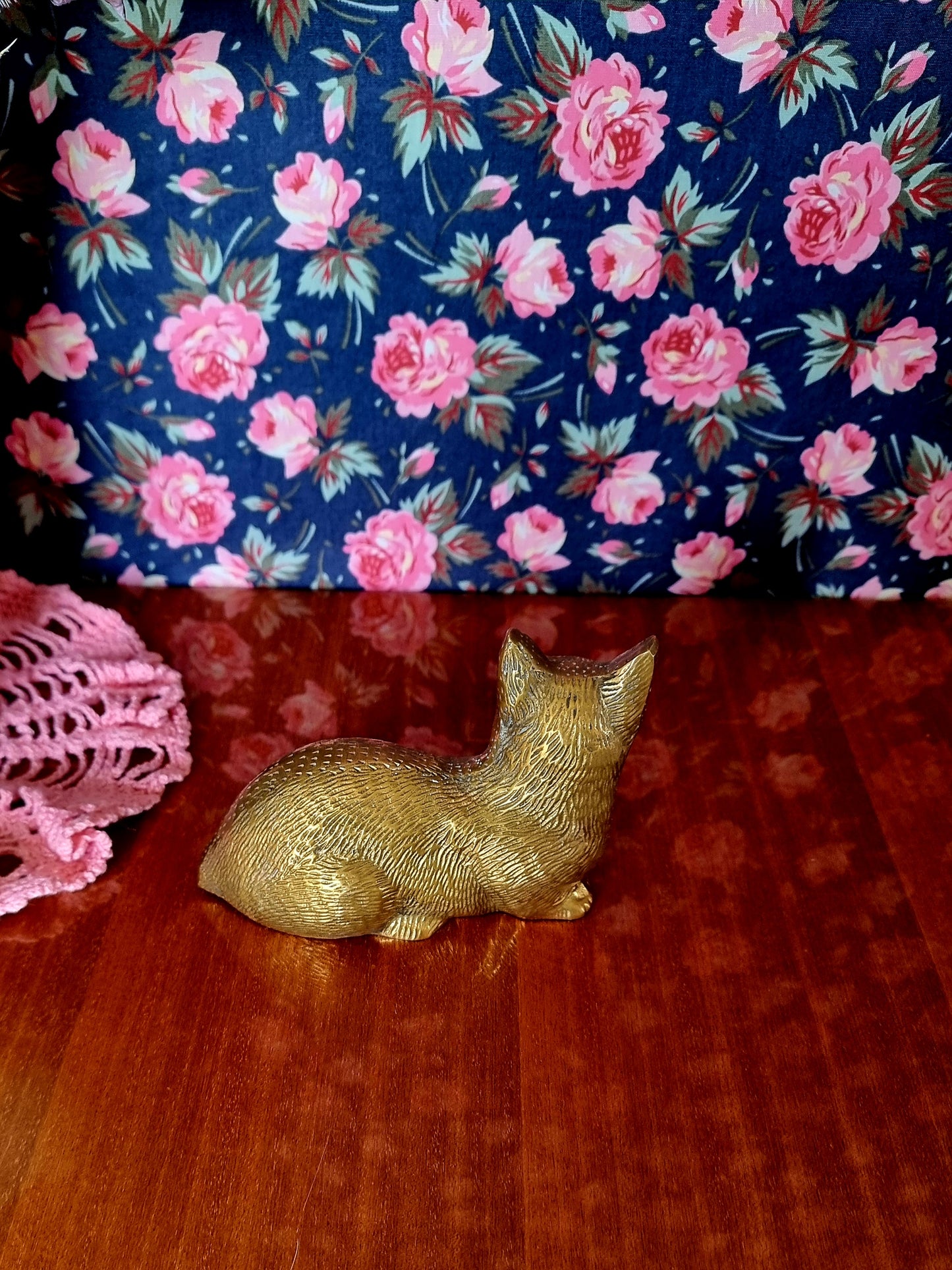 figurine chat laiton vintage très bon état