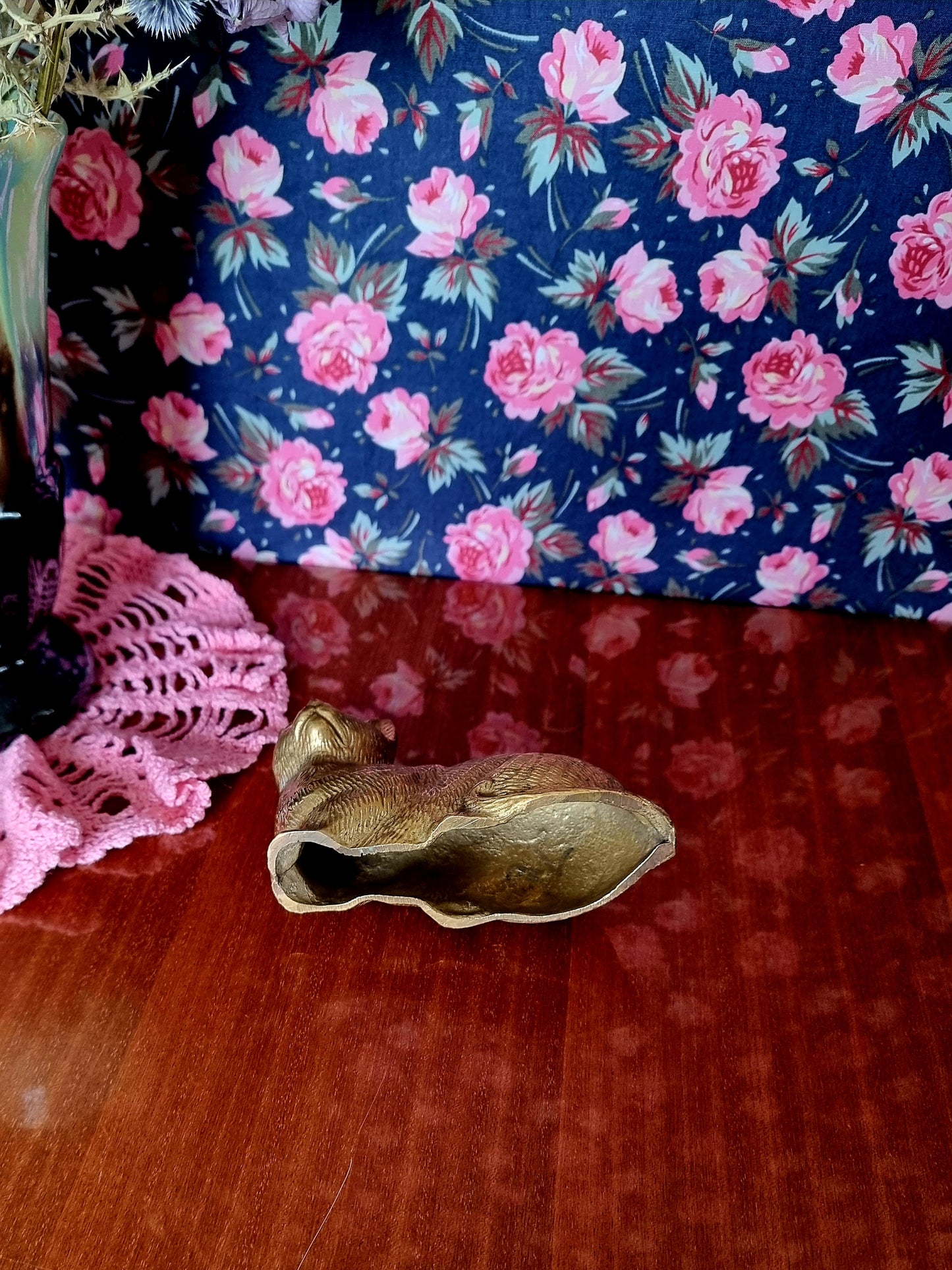 figurine chat laiton vintage très bon état