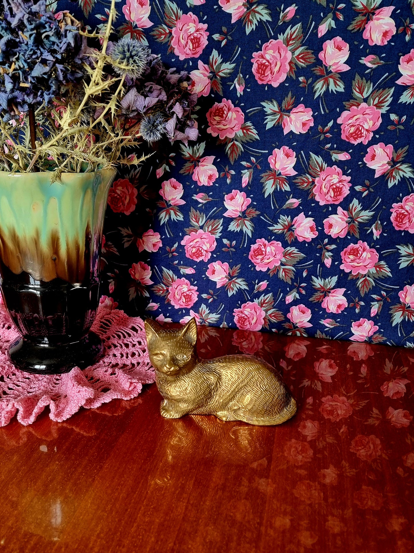 figurine chat laiton vintage très bon état