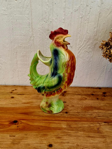 Pichet coq en barbotine St-Clément les kitscheries brocante en ligne