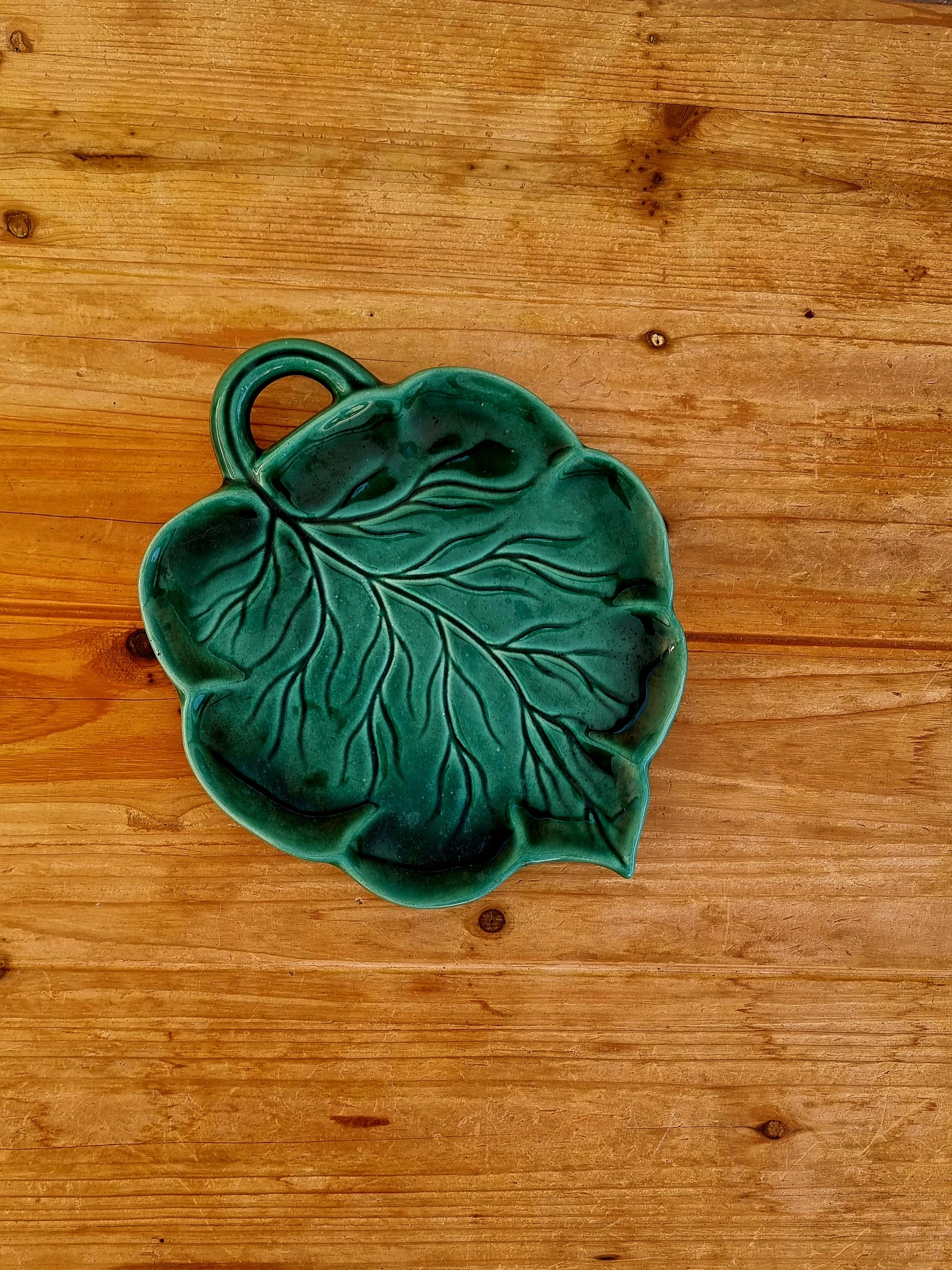 Dessous de plat forme feuille vintage vert les kitscheries brocante en ligne