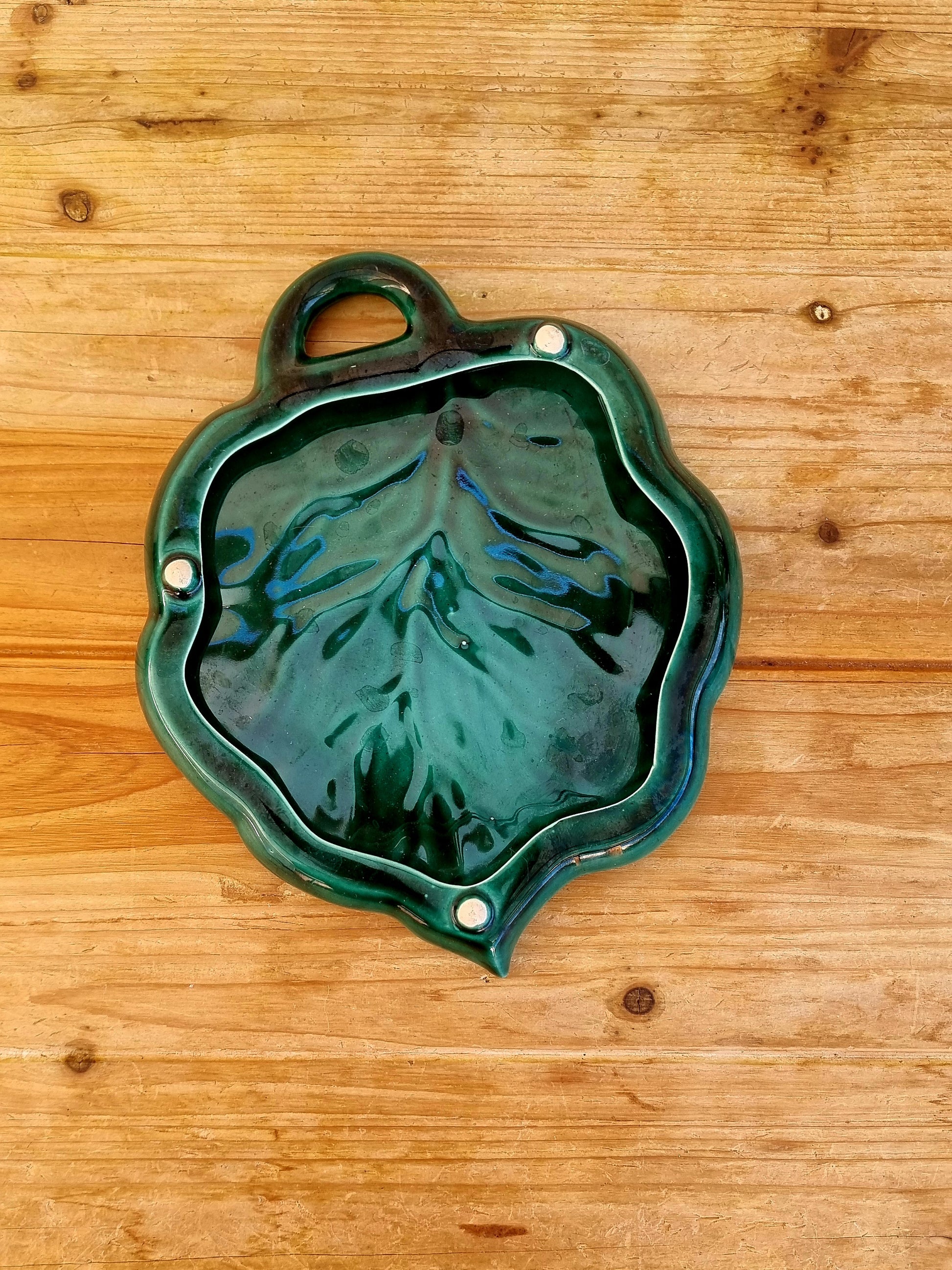 Dessous de plat forme feuille vintage vert les kitscheries brocante en ligne