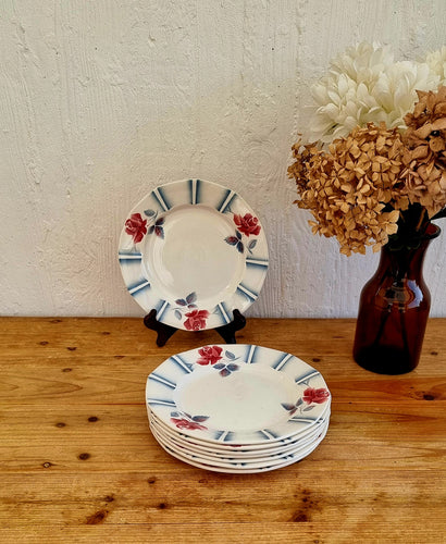 Lot de 8 assiettes plates Digoin Sarreguemines modèle Printemps les kitscheries brocante en ligne