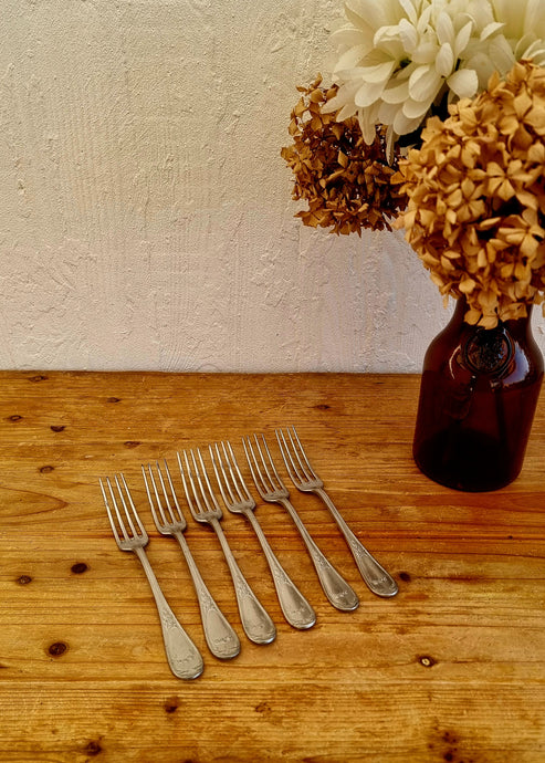 Lot de 6 fourchettes en métal argenté vintage les kitscheries brocante en ligne