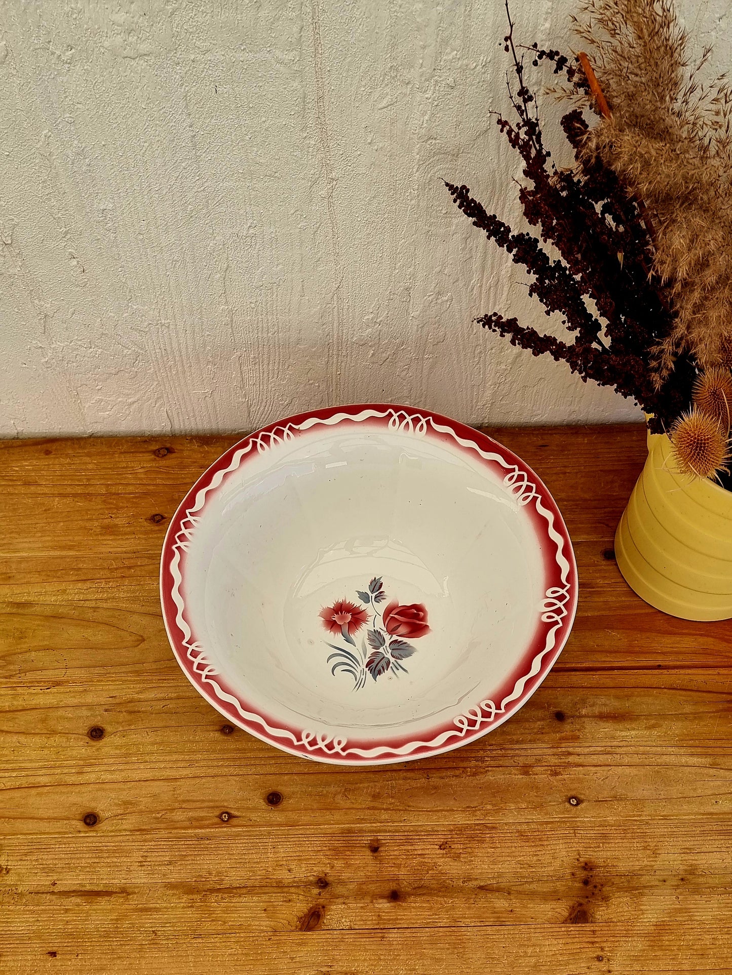 Grand saladier Digoin Sarreguemines modèle Marjolaine diamètre 33 cm faïence