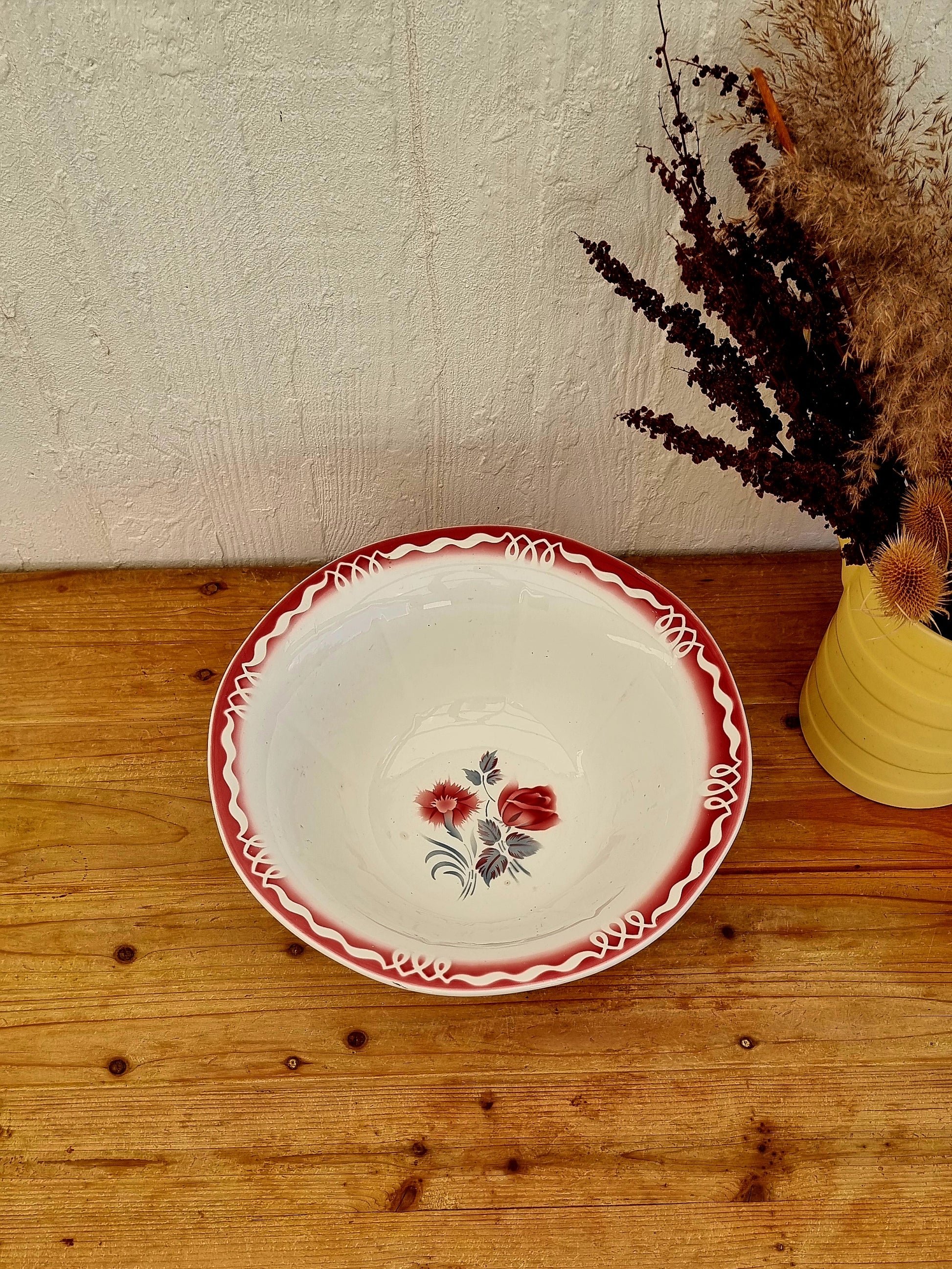 Grand saladier Digoin Sarreguemines modèle Marjolaine diamètre 33 cm faïence