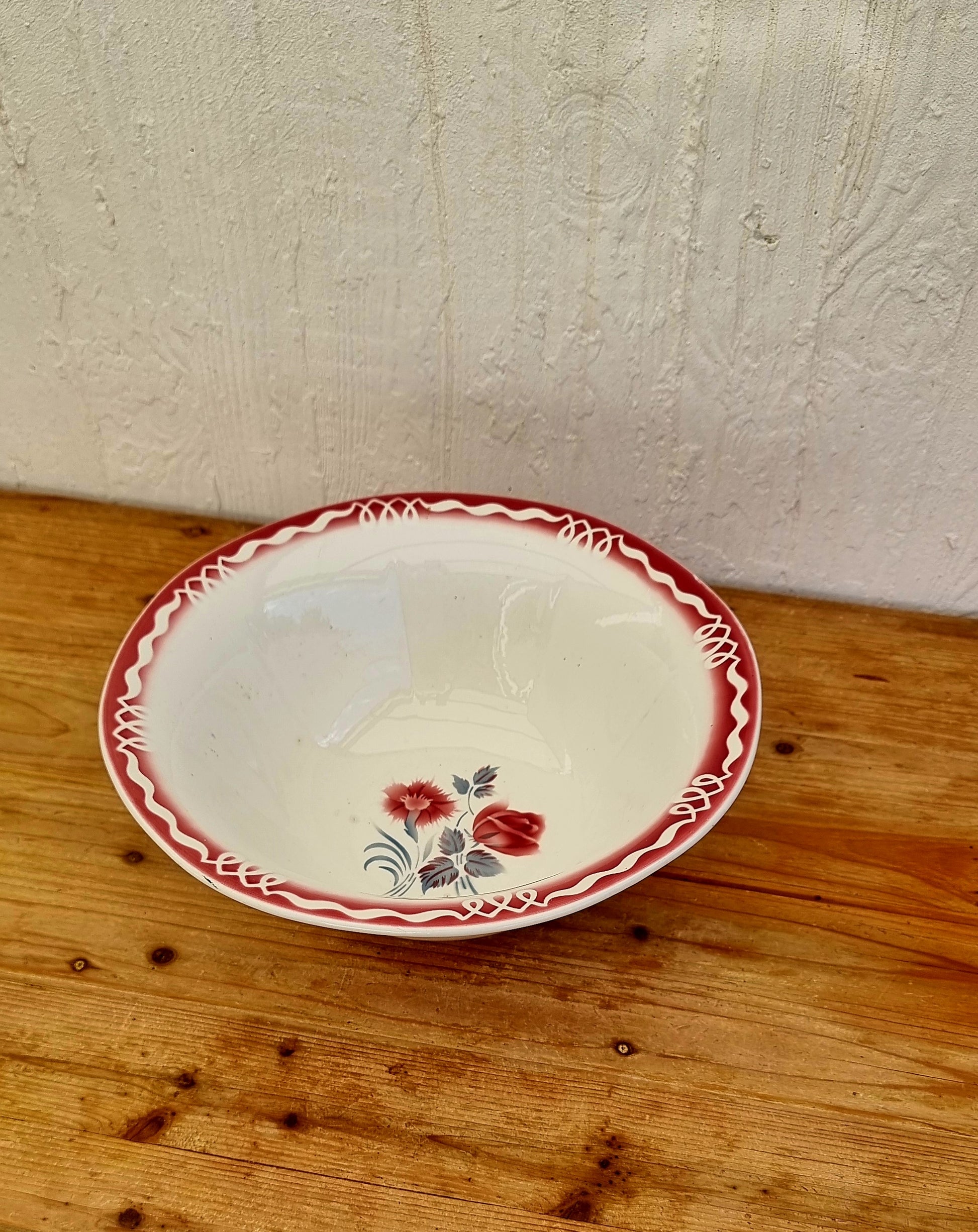 Grand saladier Digoin Sarreguemines modèle Marjolaine diamètre 33 cm faïence