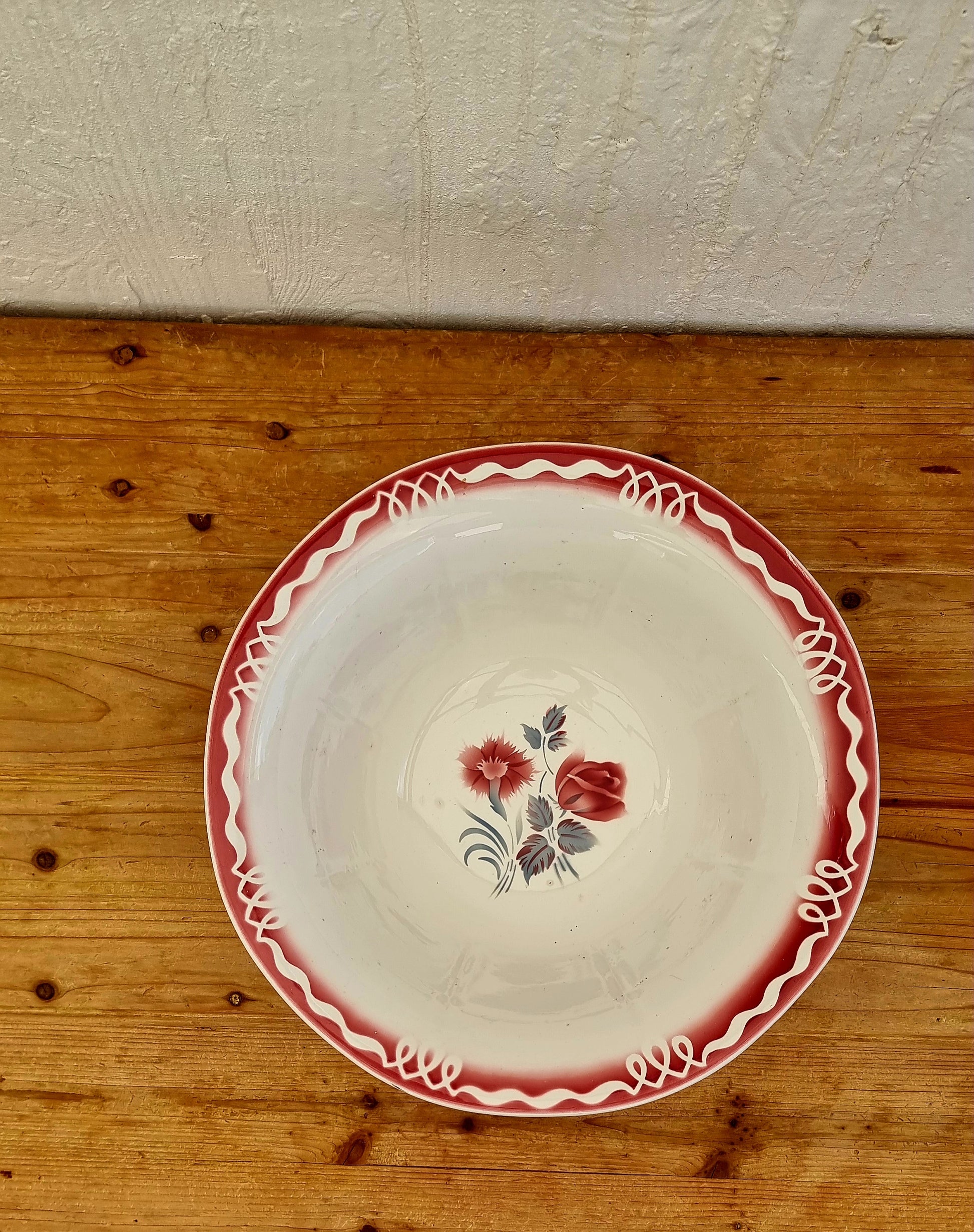 Grand saladier Digoin Sarreguemines modèle Marjolaine diamètre 33 cm faïence