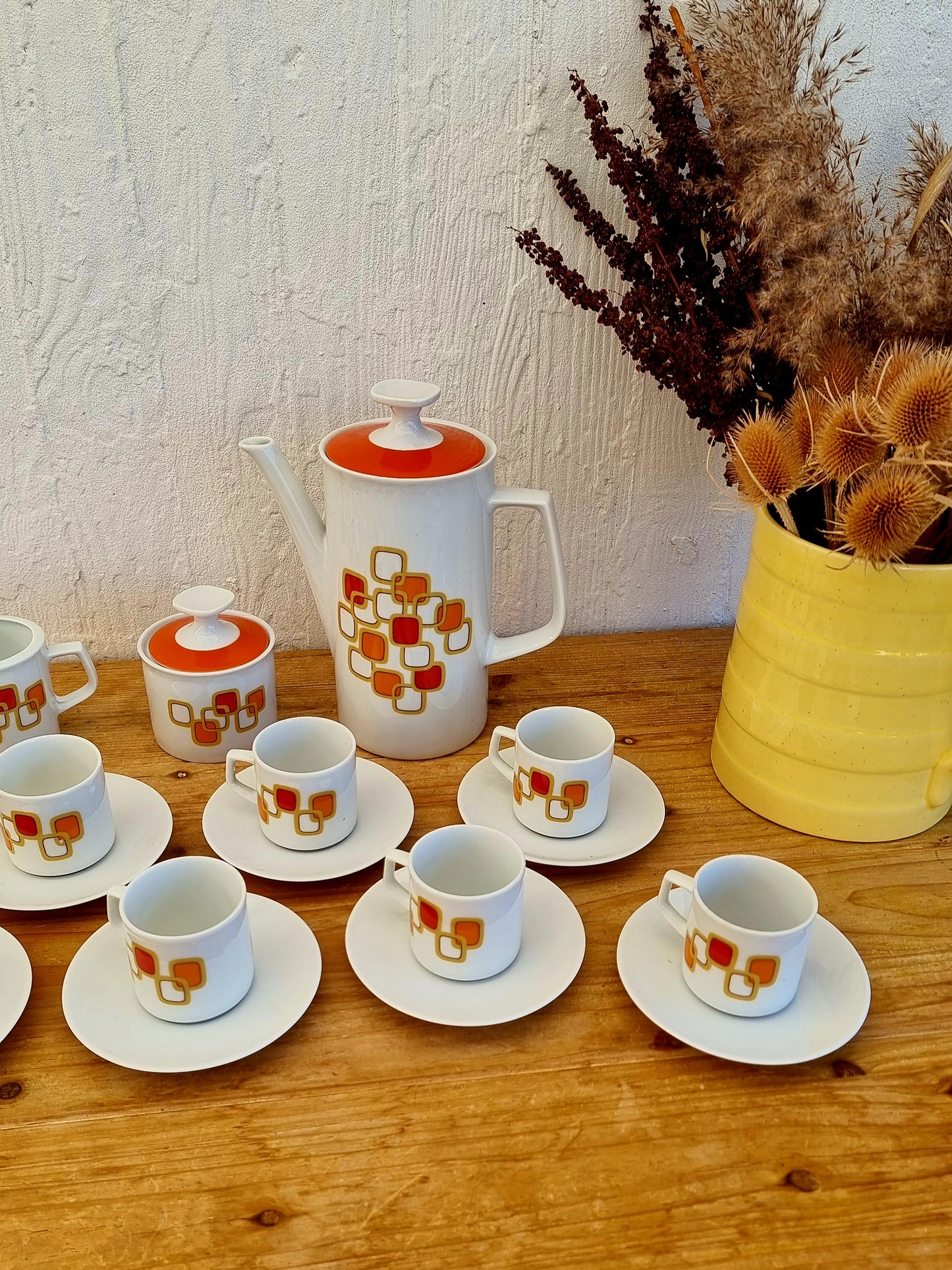 Service à café Winterling Bavaria Marktleuthen orange les kitscheries brocante en ligne