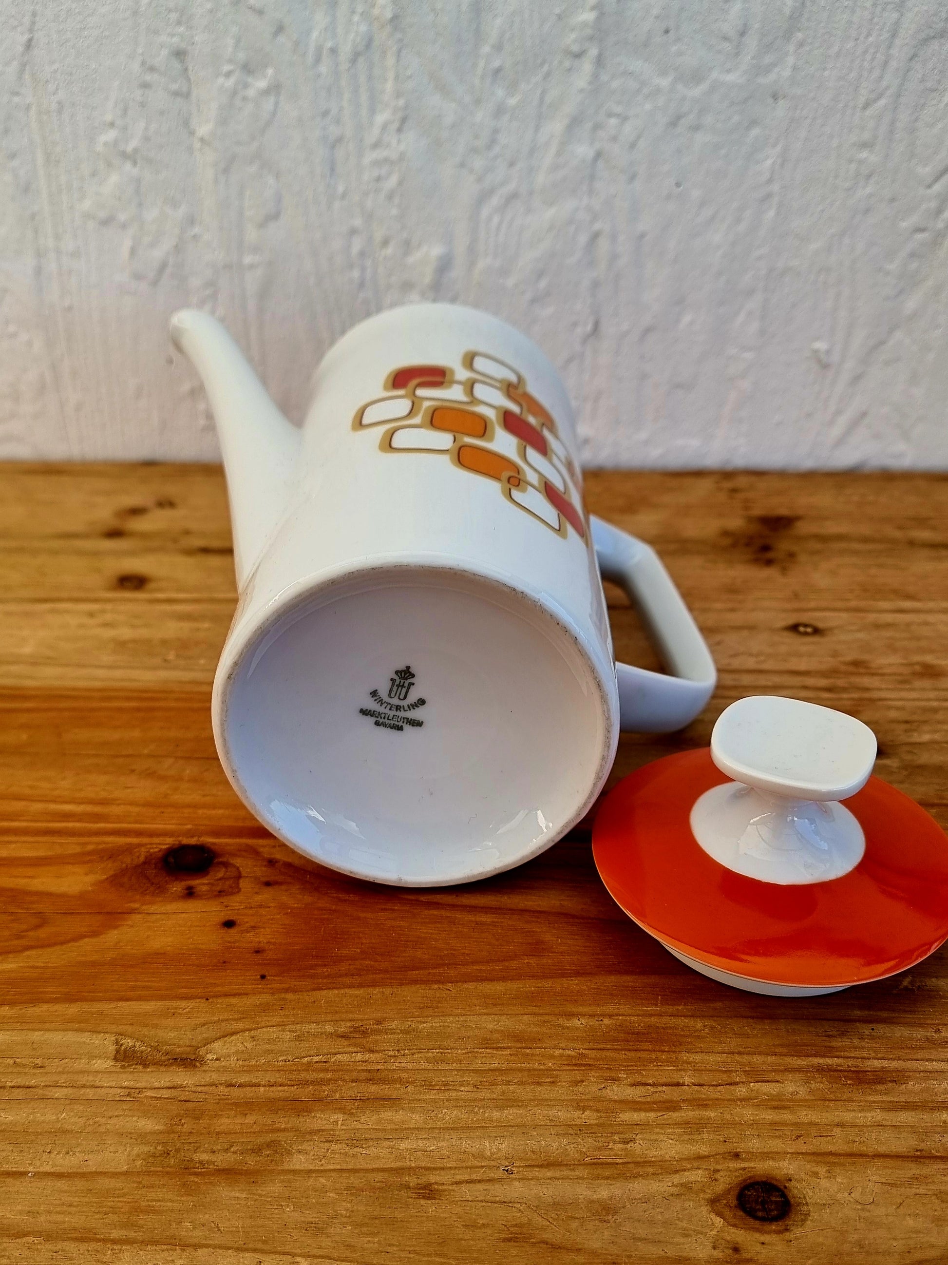Service à café Winterling Bavaria Marktleuthen orange les kitscheries brocante en ligne
