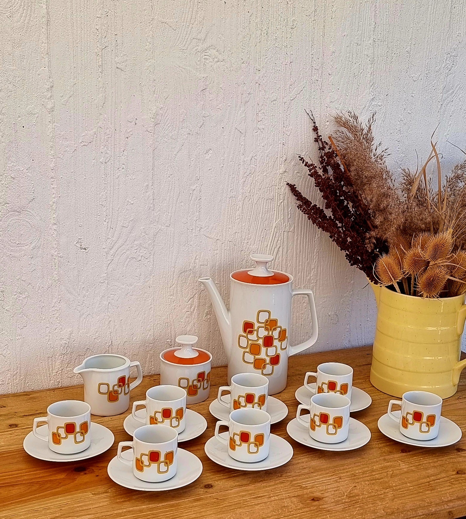 Service à café Winterling Bavaria Marktleuthen orange les kitscheries brocante en ligne