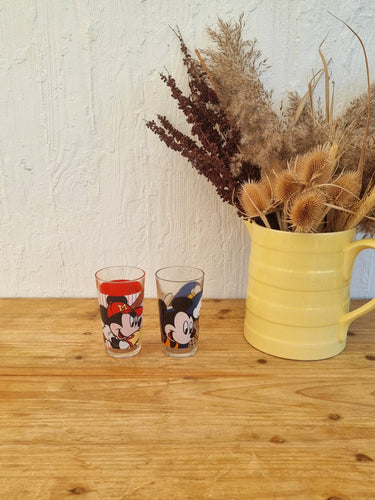 Lot de 2 verres Team Mickey Basket & Base-Ball disney les kitscheries brocante en ligne