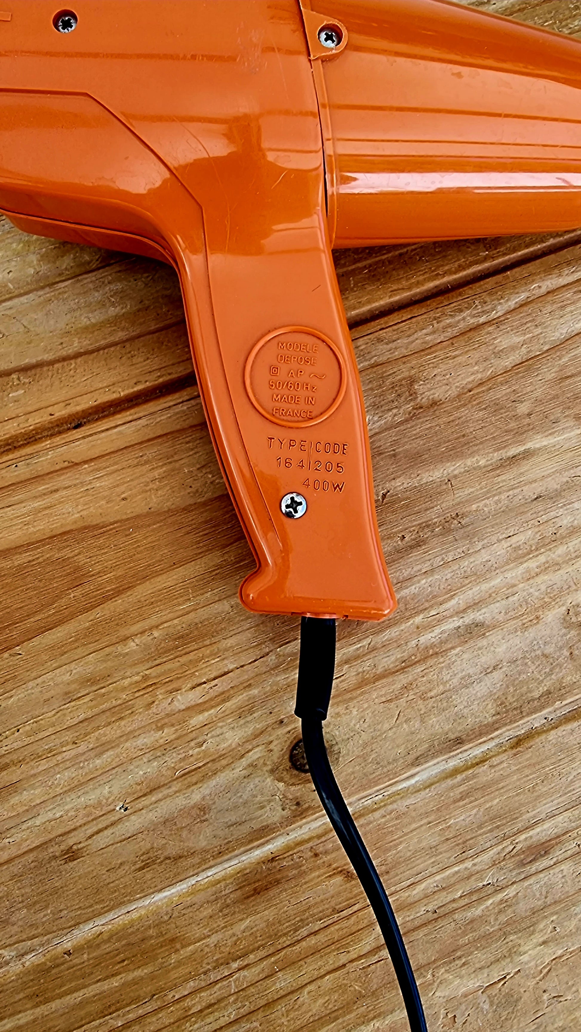 Sèche-cheveux Moulinex orange vintage les kitscheries brocante en ligne