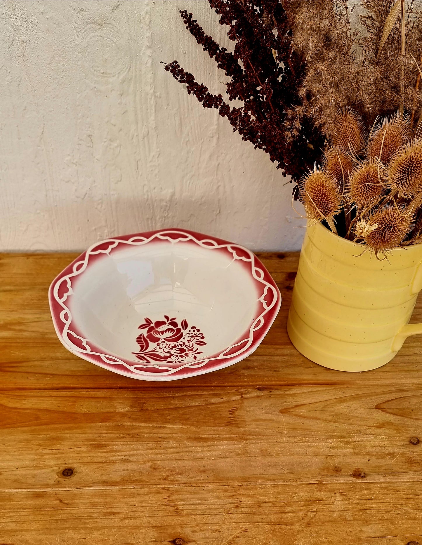 Grand saladier vintage Digoin Sarreguemines Odette faïence ancienne