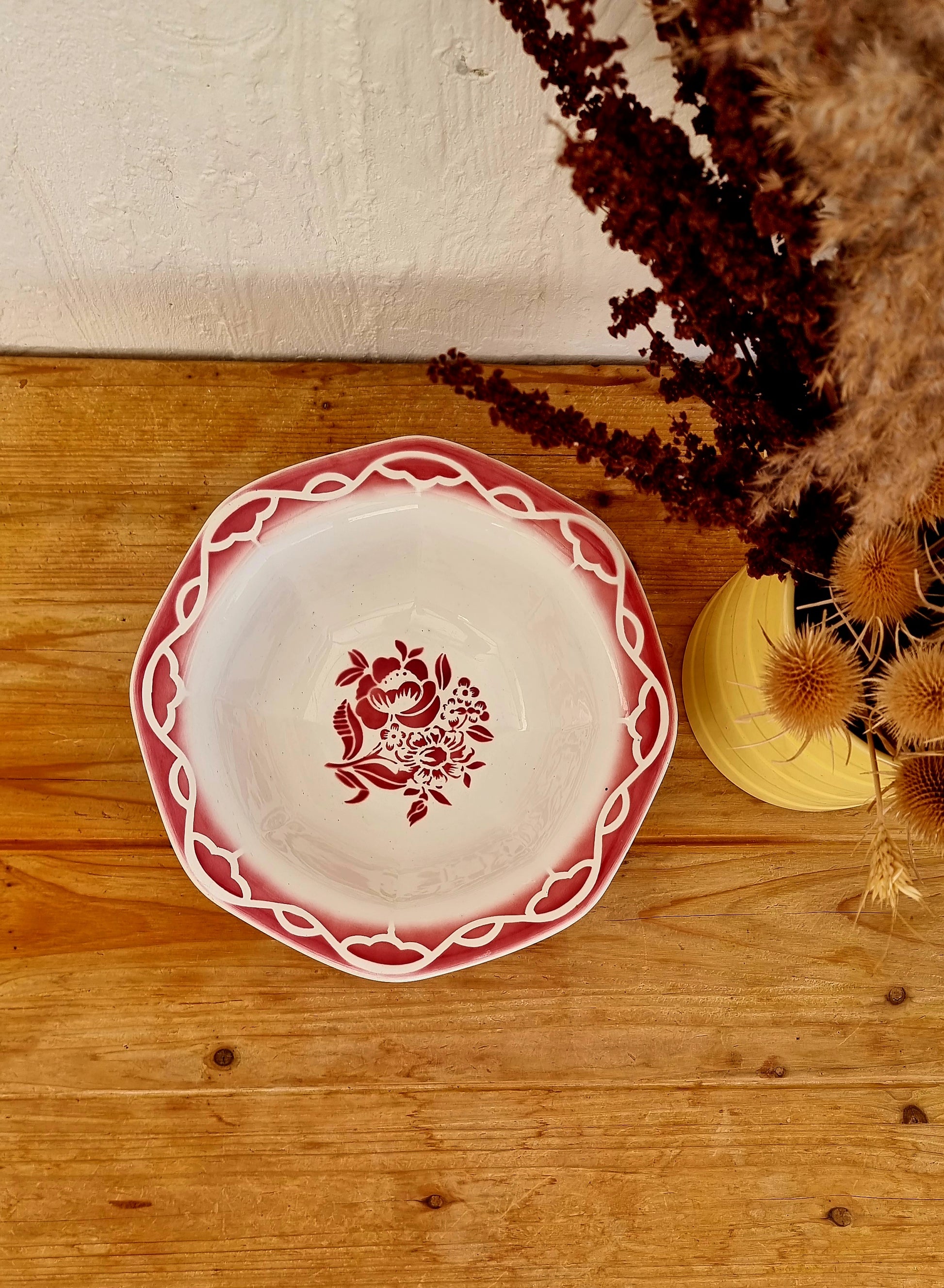 Grand saladier vintage Digoin Sarreguemines Odette faïence ancienne