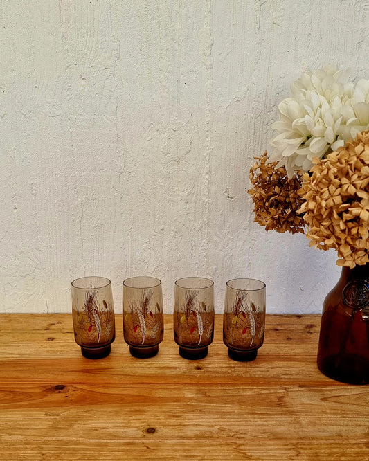 Lot de 4 verres à orangeade Arcopal modèle Tivoli les kitscheries brocante en ligne