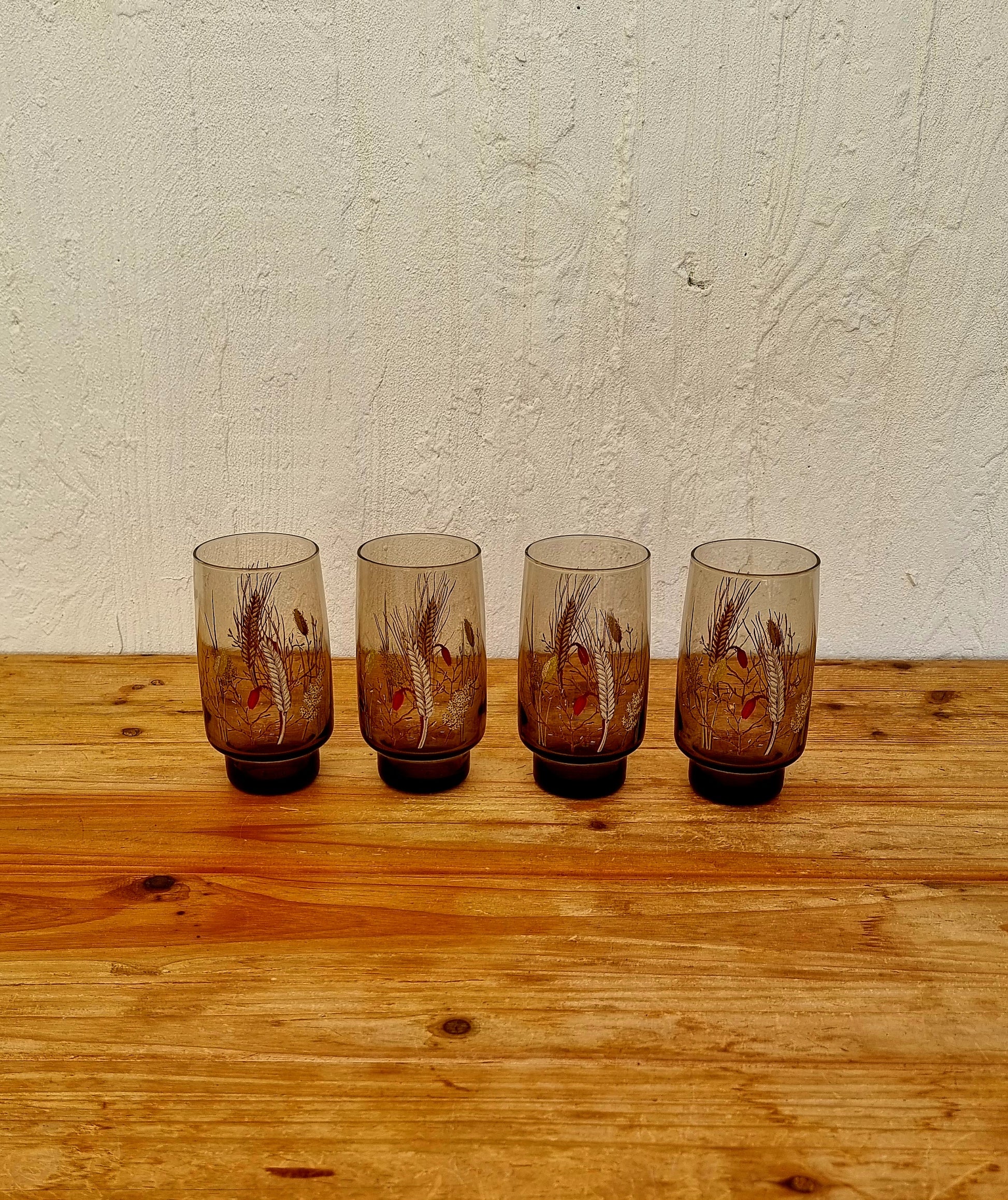 Lot de 4 verres à orangeade Arcopal modèle Tivoli les kitscheries brocante en ligne