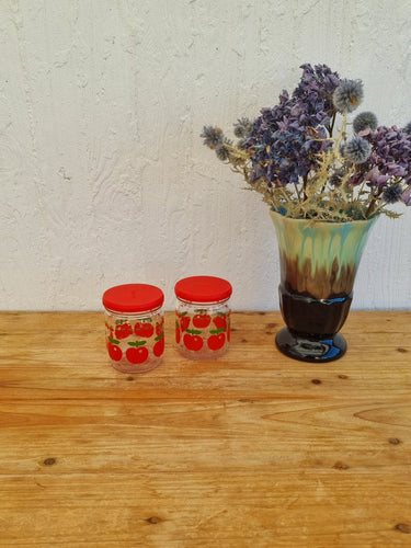 Lot de 2 petits pots Henkel pommes rouges vintage 0.45 litres les kitscheries brocante en ligne