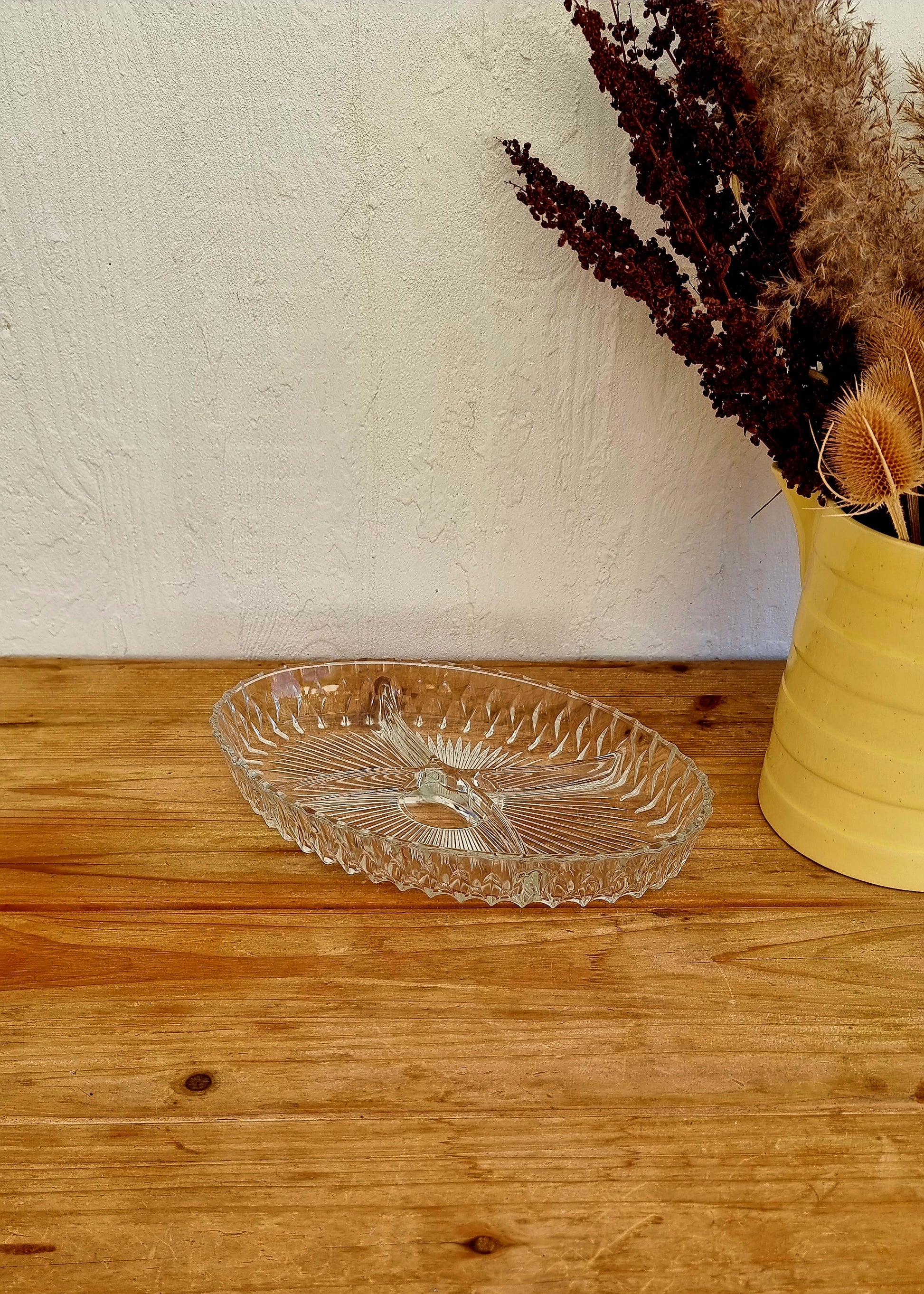 Grand plat apéritif ovale vintage les kitscheries brocante en ligne