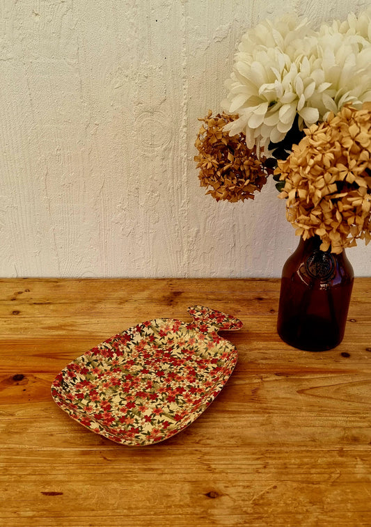 Plat en bambou motifs fleurs vintage les kitscheries brocante en ligne