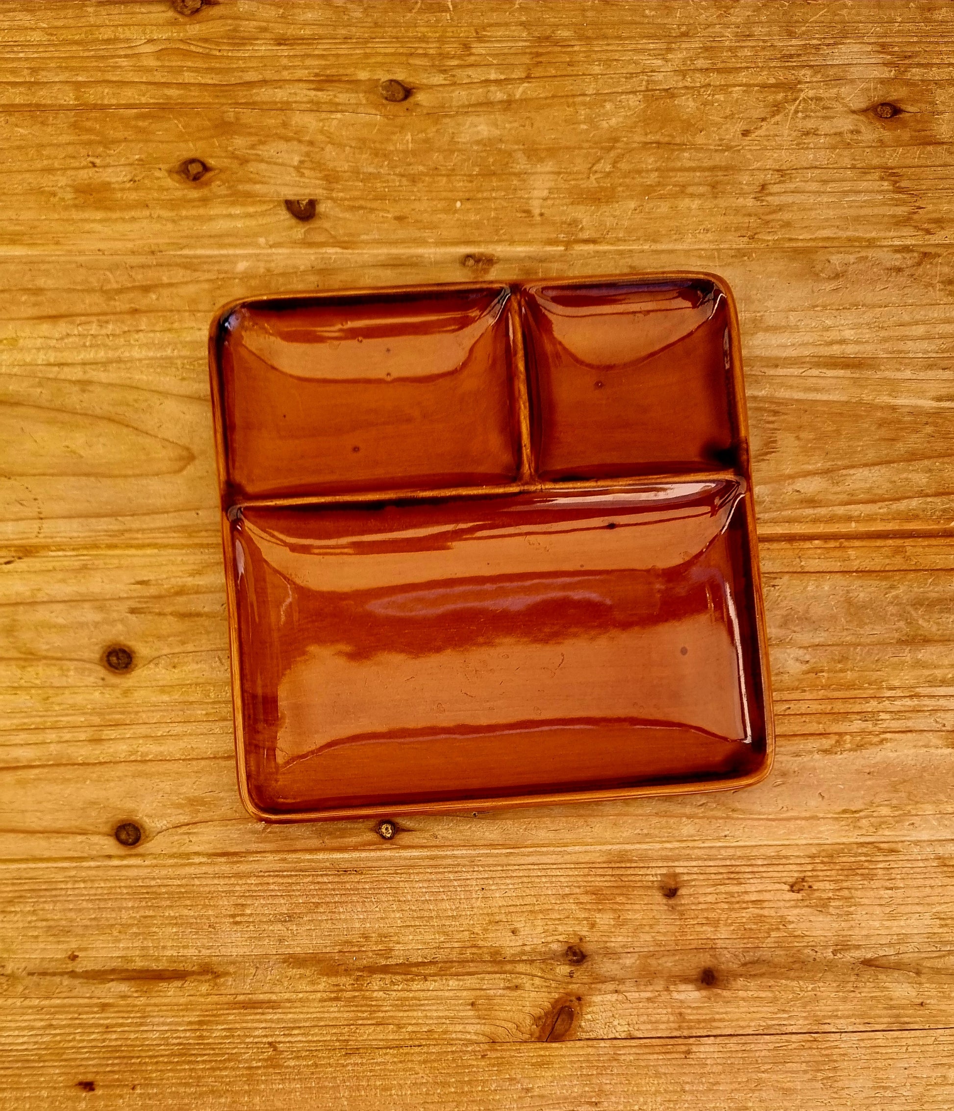 Plat apéritif Saint Clément céramique marron les kitscheries brocante en ligne