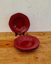 Charger l&#39;image dans la galerie, Lot de 4 assiettes creuses espagnoles Pontesa bordeaux les kitscheries brocante en ligne
