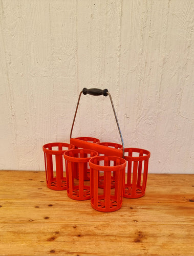 Porte-bouteilles en plastique orange 60's les kitscheries brocante en ligne