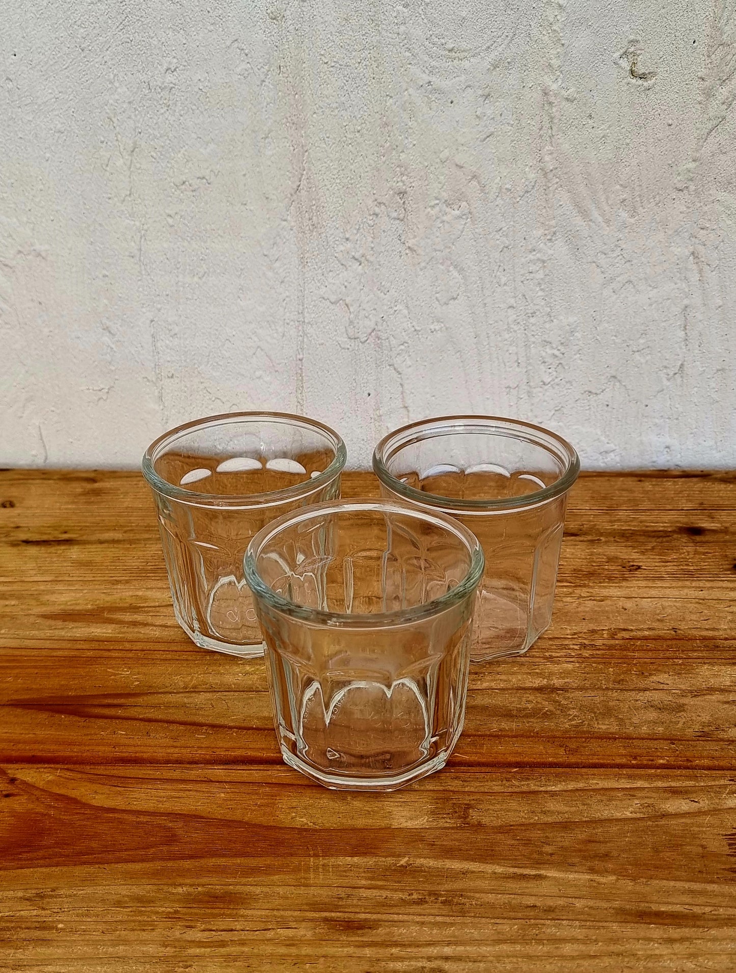 Lot de 3 anciens pots à confiture en verre à facettes 500 ml numérotés Made in France