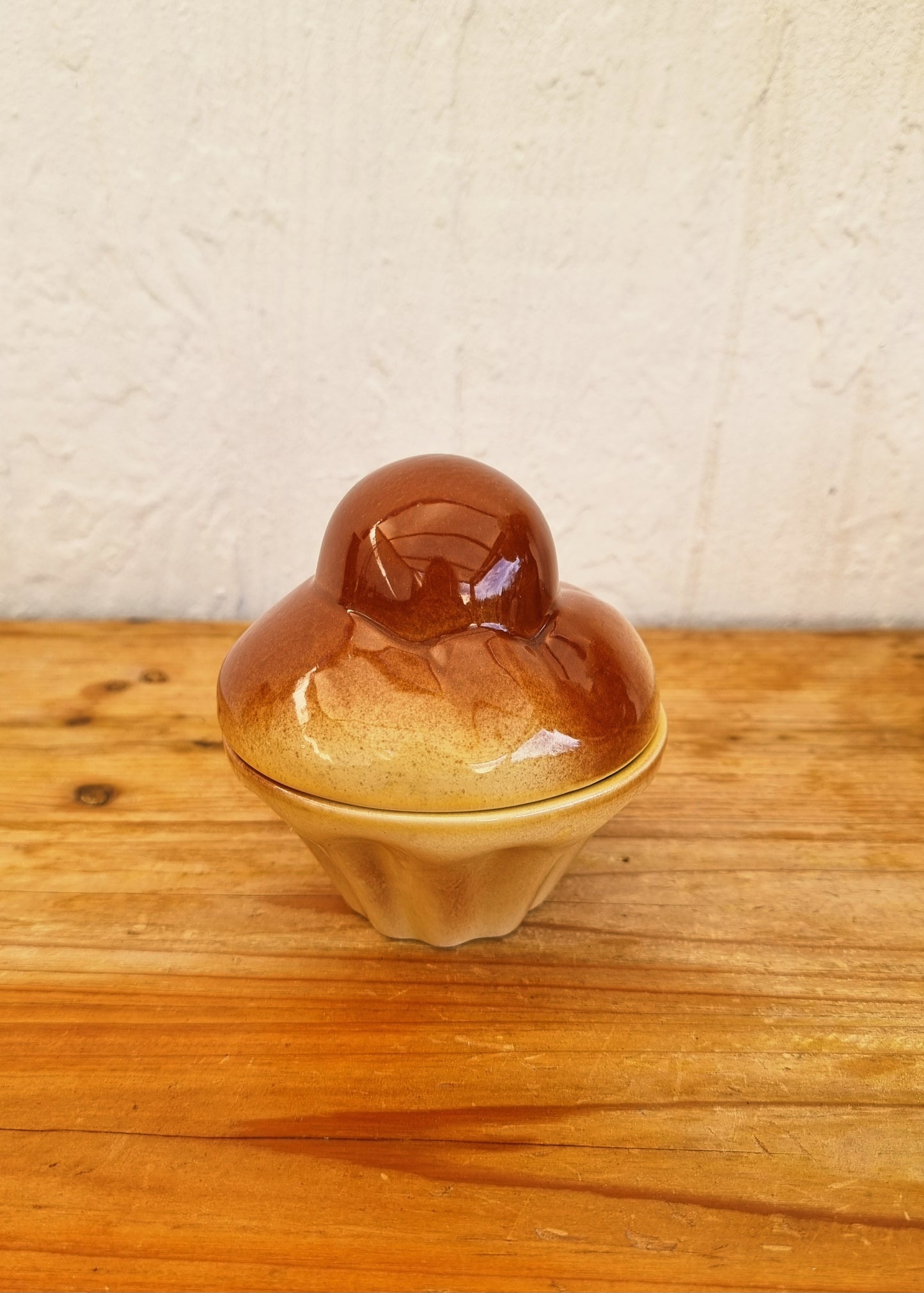 Pot céramique brioche gigognes vintage Ste AGC années 70 marron caramel