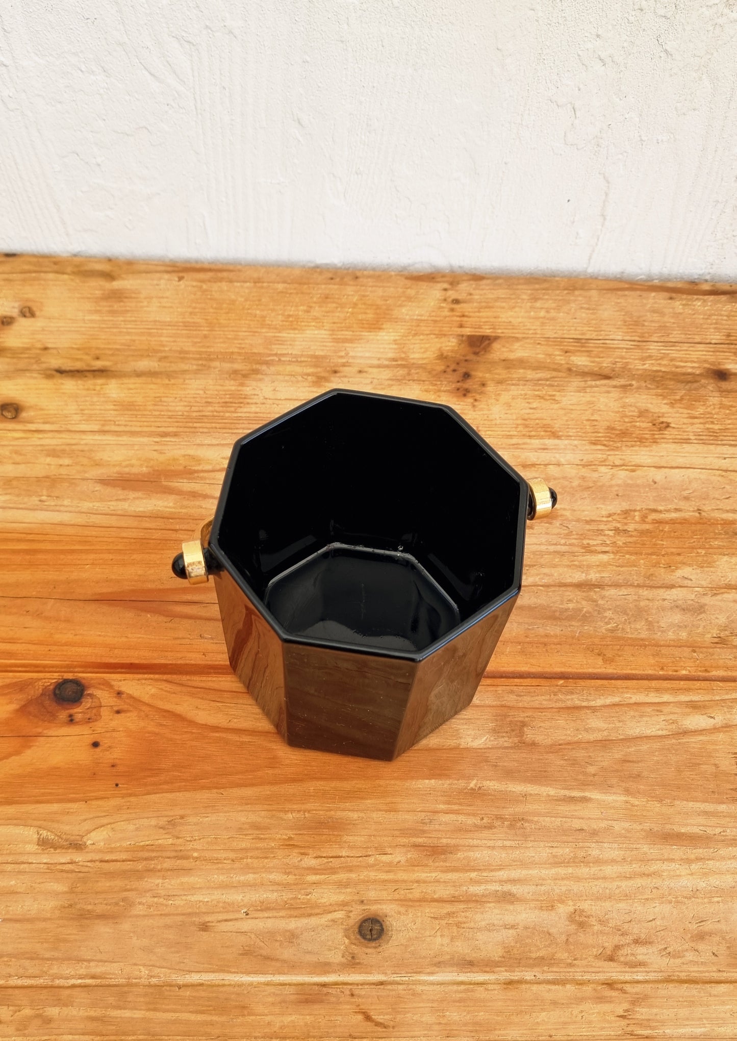 Seau à glaçons vintage Luminarc forme octogonale noir