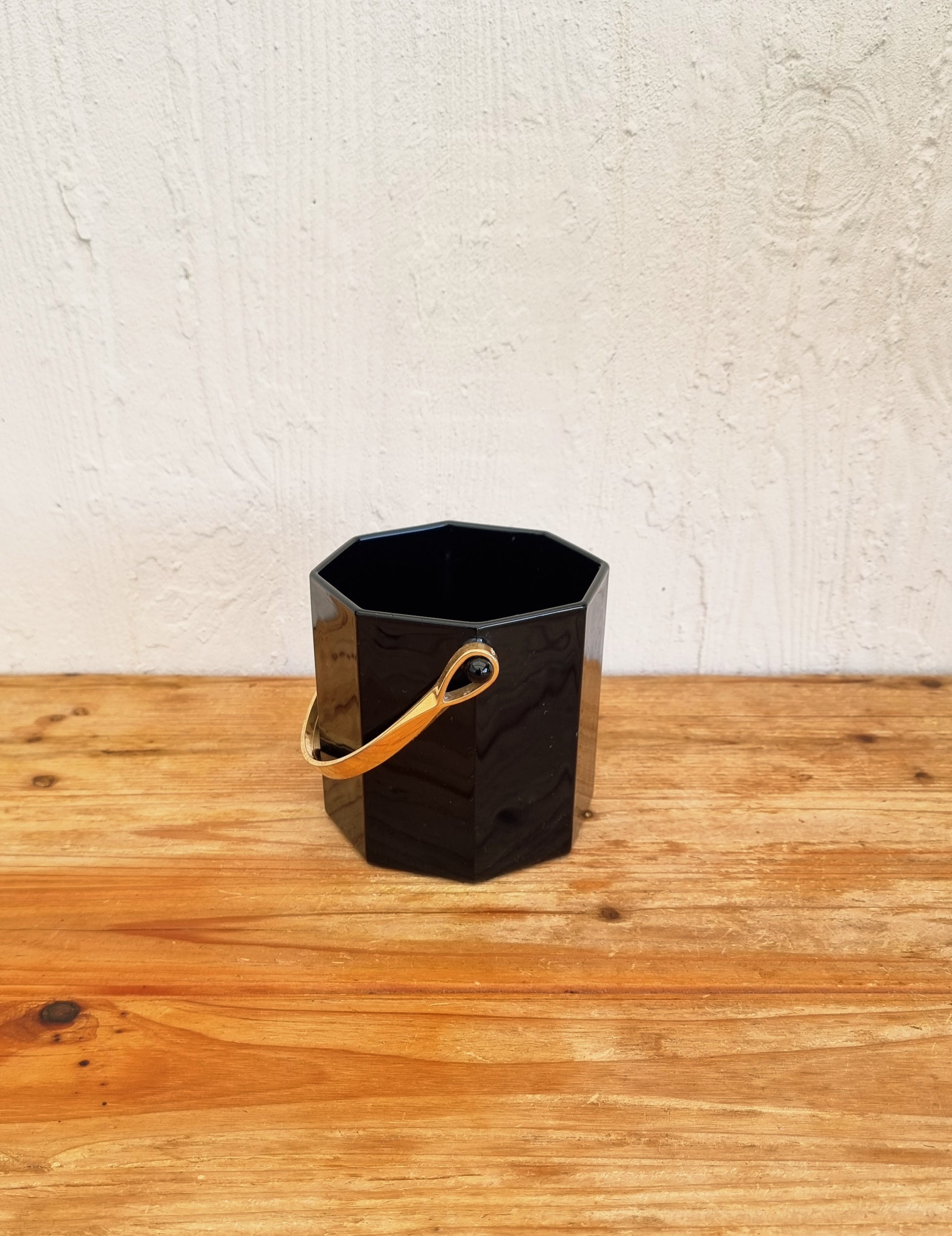 Seau à glaçons vintage Luminarc forme octogonale noir