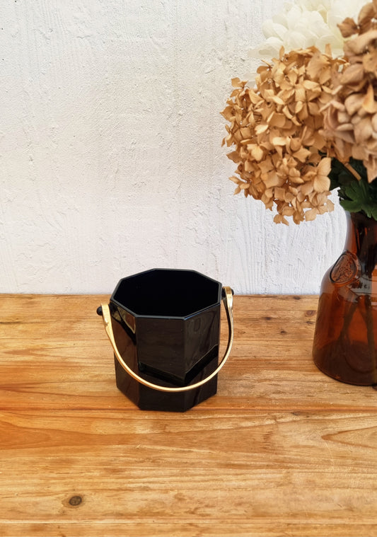 Seau à glaçons vintage Luminarc forme octogonale noir