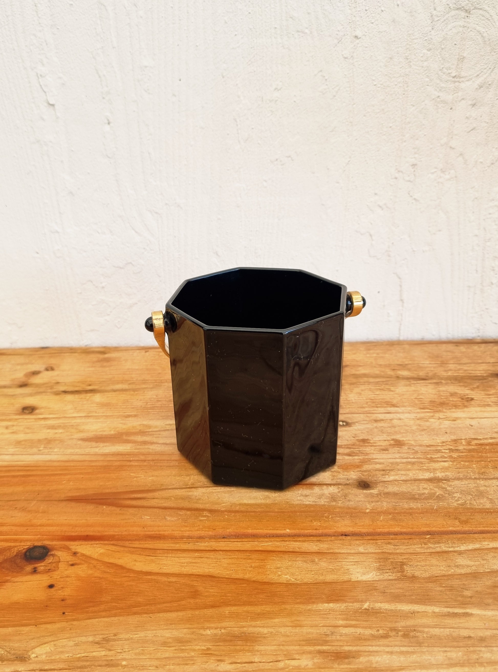 Seau à glaçons vintage Luminarc forme octogonale noir