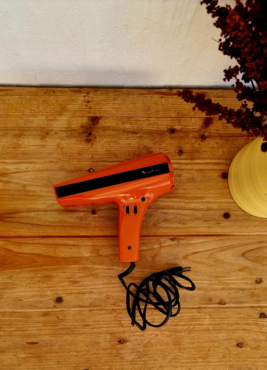Sèche-cheveux Moulinex orange vintage les kitscheries brocante en ligne