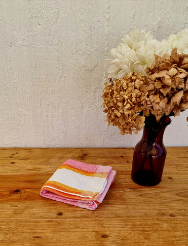 Serviette de bain vintage coton orange rose les kitscheries brocante en ligne