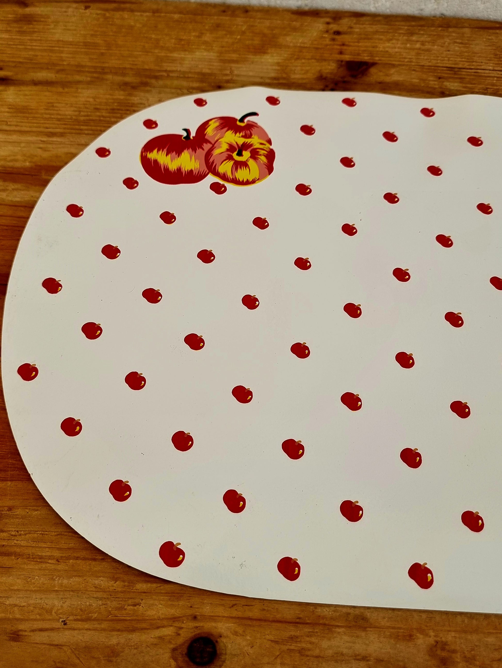 Lot de 4 sets de table motif pommes rouges vintage plastique 44x29 cm