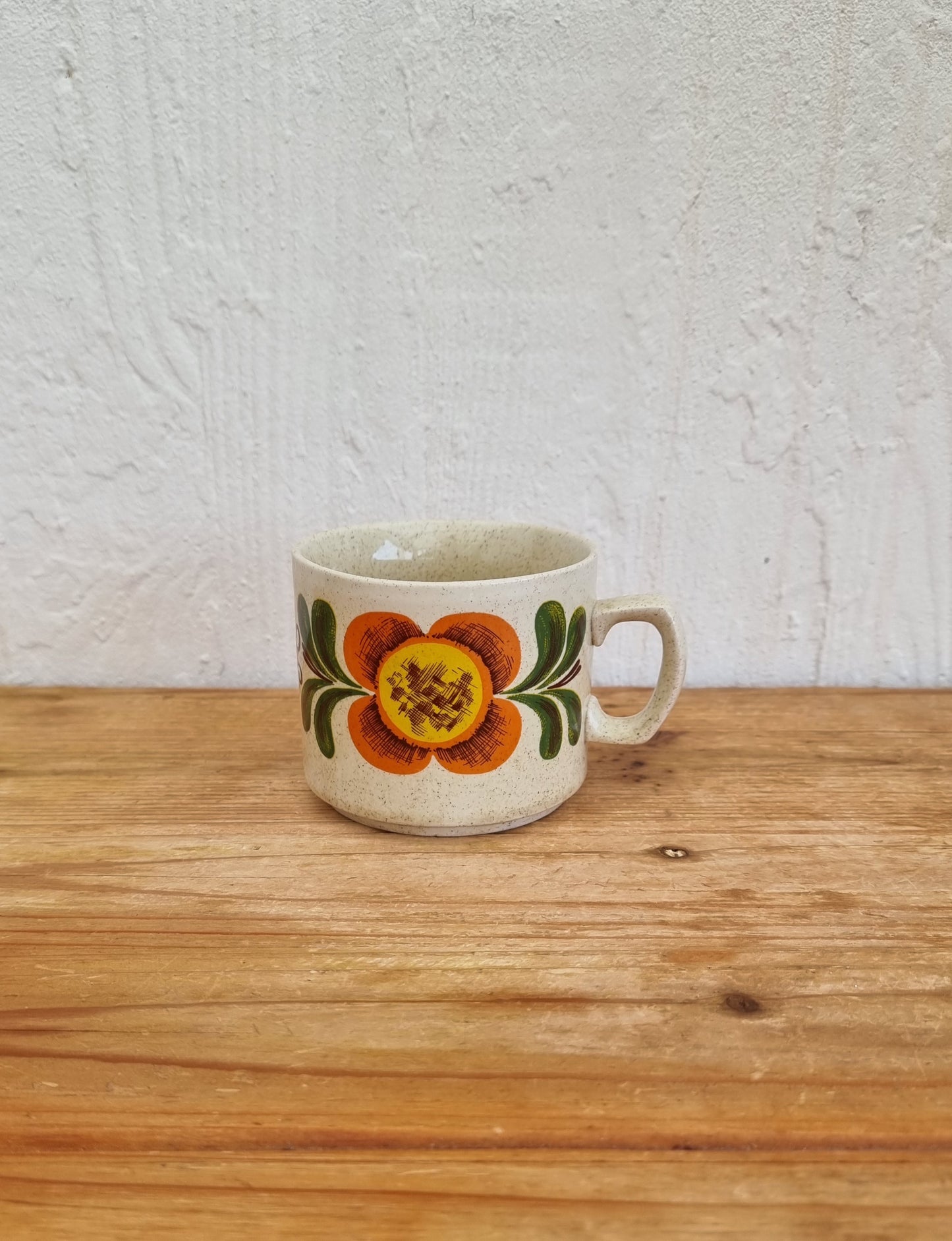 Duo de tasses vintage Weidmann en porcelaine italienne avec motif fleuri orange années 70