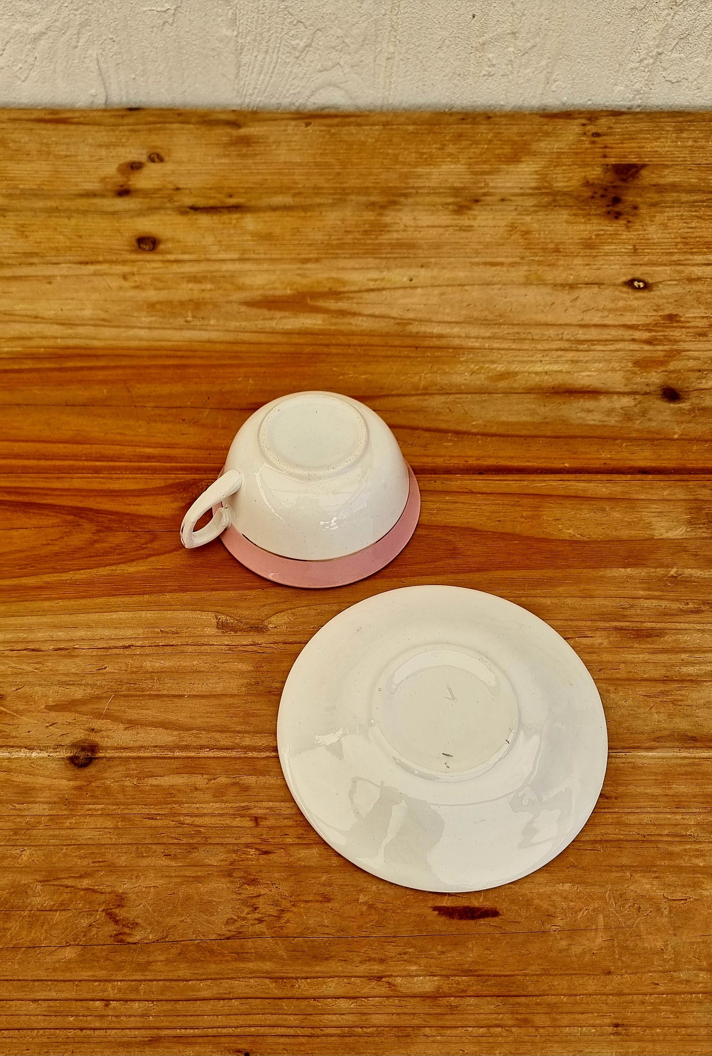 3 tasses pastel 9x5 cm avec coupelle 12,5cm vintage français