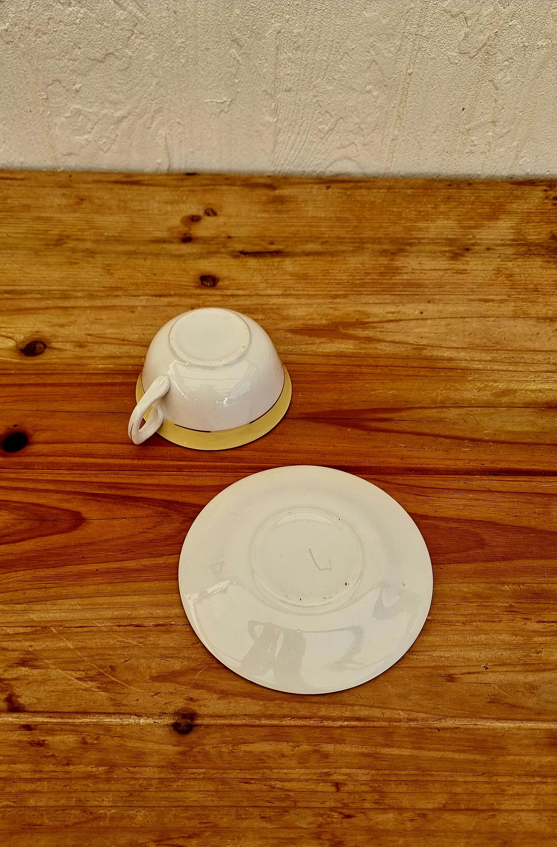 3 tasses pastel 9x5 cm avec coupelle 12,5cm vintage français