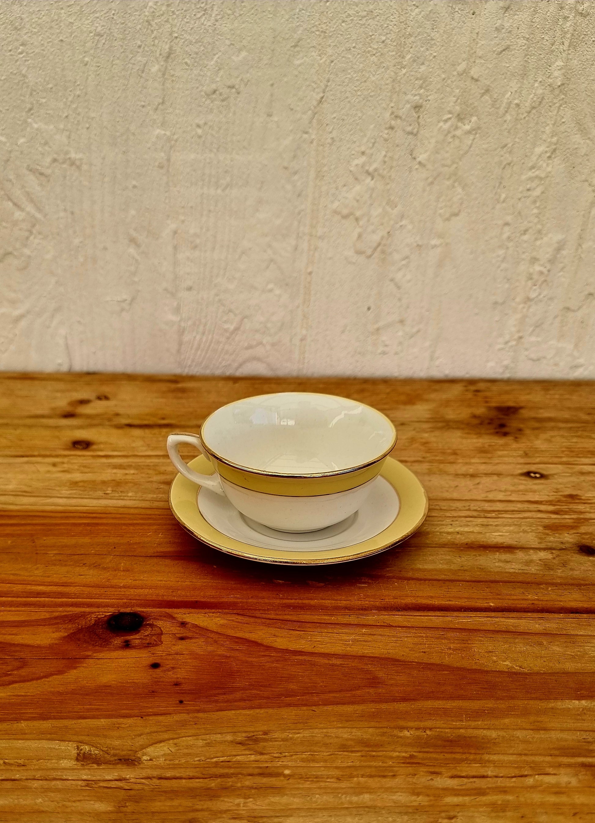 3 tasses pastel 9x5 cm avec coupelle 12,5cm vintage français