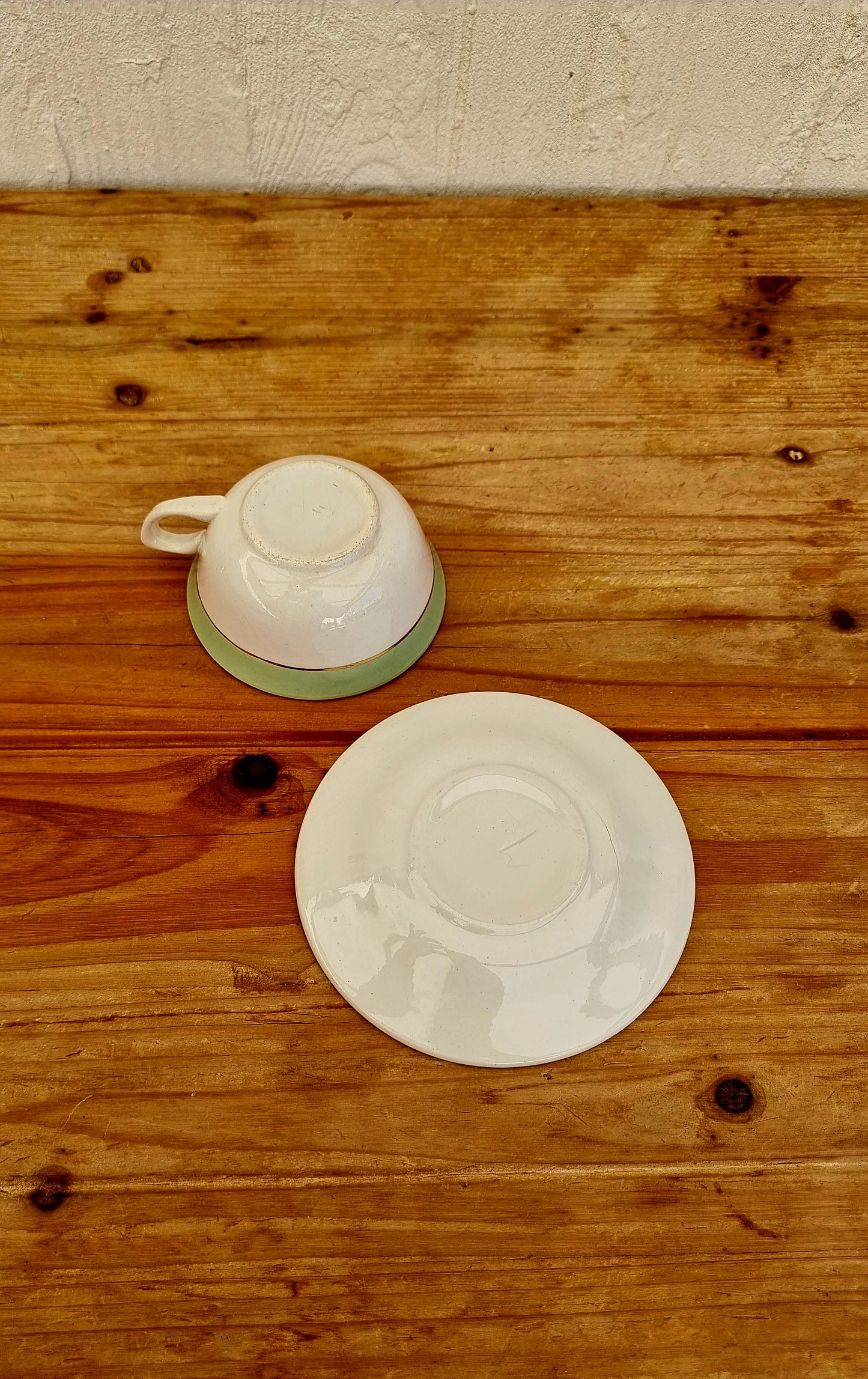 3 tasses pastel 9x5 cm avec coupelle 12,5cm vintage français